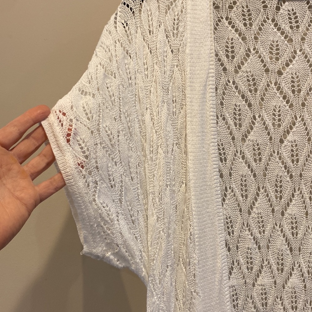Outback Red, from The Limited long white lacy tied cardigan - Picture 3 of 8